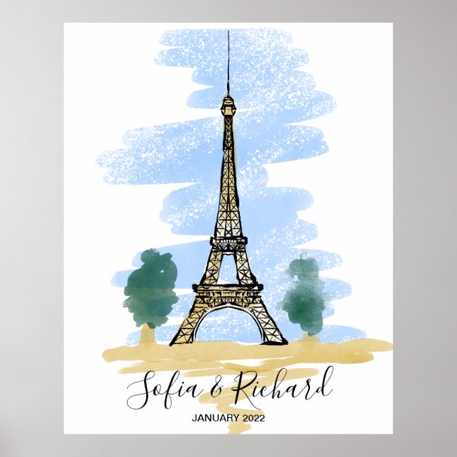 Paris Engagement proposal, anniversary couple gift Poster (Front)