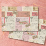 Paris Ephemera French Vintage Pink Beige Decoupage Tissue Paper<br><div class="desc">A repeat pattern that is scaleable larger or smaller (if you need help doing this message us). A vision in pink! Elegant French, Parisian vintage handwriting, handwritten letters, script calligraphy, ticket stubs, invoice receipts with Paris advertising ephemera. This collage can be used to layer in decoupage or as a coordinating...</div>