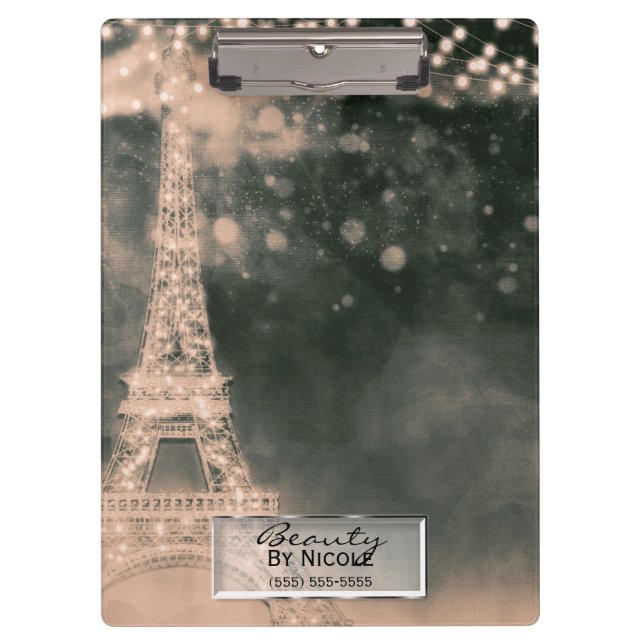Paris Evening Night Lights Chic Glam Personalised Clipboard (Front)