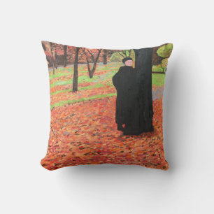 Paris Falling Leaves Throw Pillow