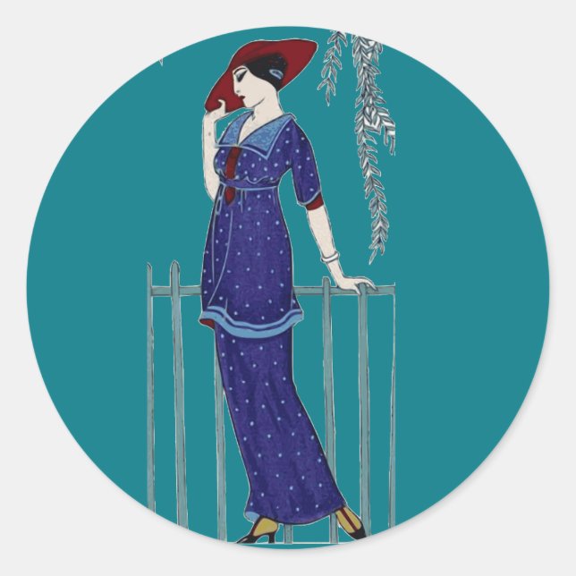 Paris fashion 1920s elegant lady classic round sticker (Front)