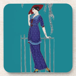 Paris fashion 1920s elegant lady coaster