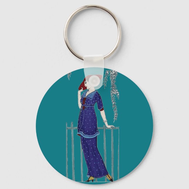 Paris fashion 1920s elegant lady key ring (Front)