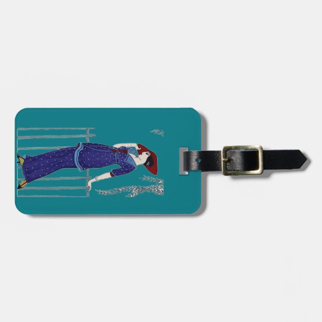 Paris fashion 1920s elegant lady luggage tag (Front Horizontal)