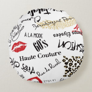 Paris fashion and glamour seamless pattern round cushion