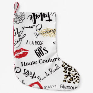 Paris fashion and glamour seamless pattern small christmas stocking