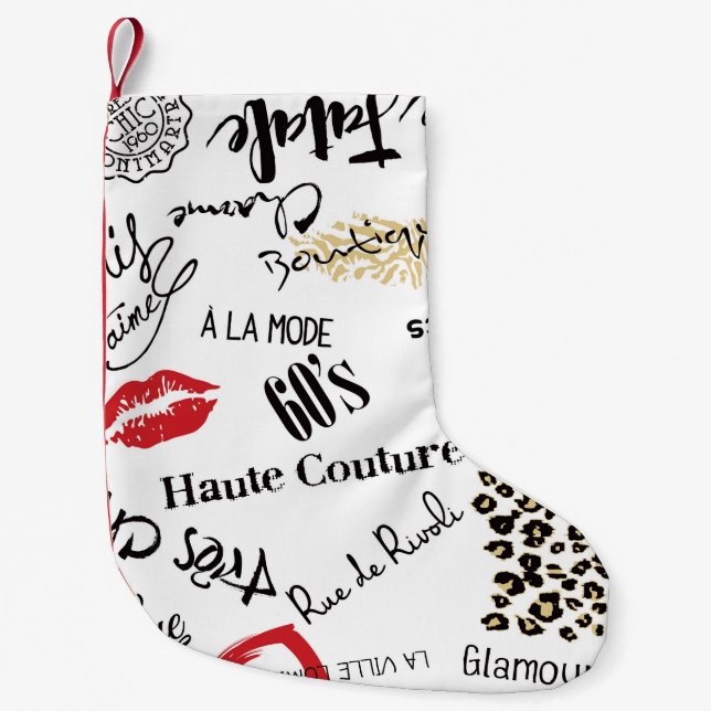 Paris fashion and glamour seamless pattern small christmas stocking (Front)