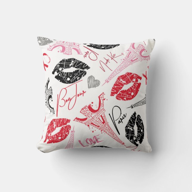 Paris fashion, calligraphic Eiffel Tower pattern. Cushion (Front)