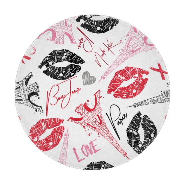 Paris fashion, calligraphic Eiffel Tower pattern. Cutting Board (Front)