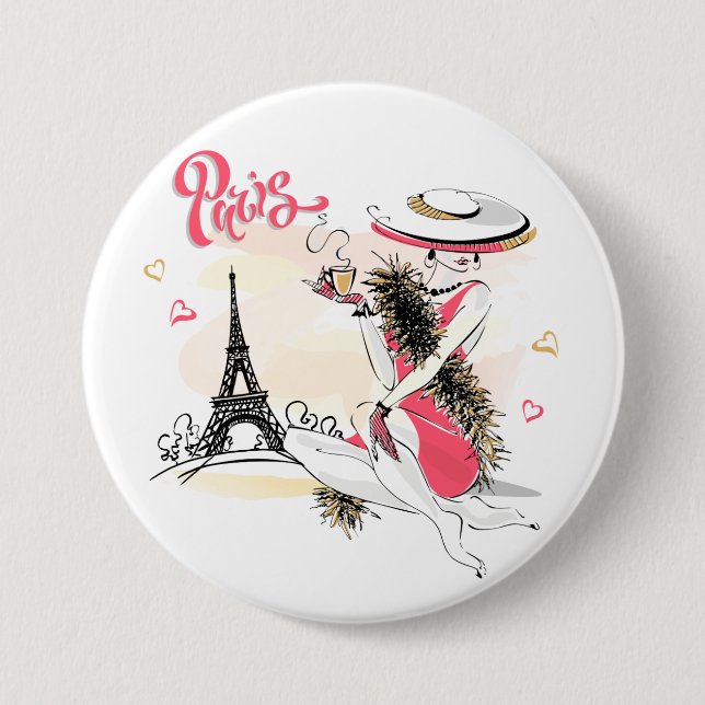 Paris, Fashion & Coffee 7.5 Cm Round Badge (Front)
