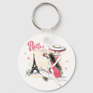 Paris, Fashion & Coffee Key Ring