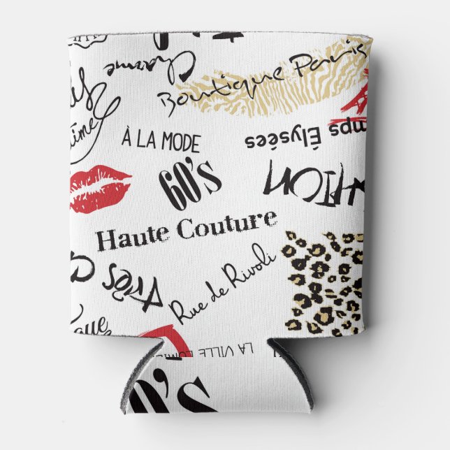 Paris fashion: vintage glamour pattern. can cooler (Front)