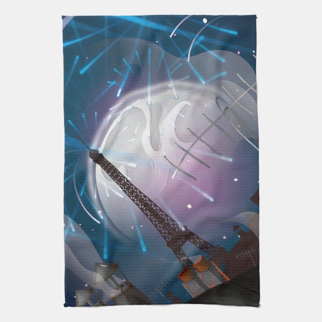 Paris Fireworks Tea Towel (Vertical)