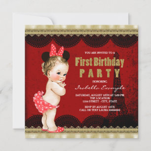 Paris First Birthday Party Invitation