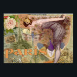 Paris Flapper Art Deco Peacock Vintage Poster<br><div class="desc">Vintage Peacock Flapper - This paris flapper collage includes lots of fun vintage images, beautifully arranged for home decor that requires a colorful vintage gift. The image includes a flapper woman looking down at a butterfly, a peacock, and a dragonfly. In the background is the Eiffel tower and other paris...</div>