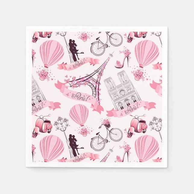 Paris Floral Birthday Party Shower Wedding Napkin (Front)
