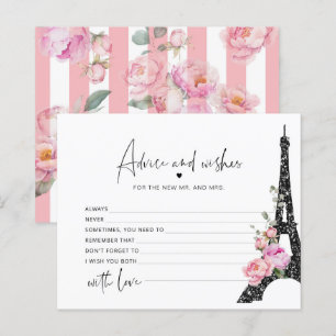 Paris floral pink advice and wishes bridal card