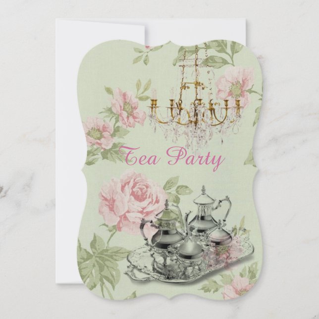 paris floral spring bridal shower tea party invitation (Front)
