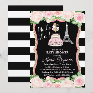 Paris Floral Travel Theme Baby Shower Invitation