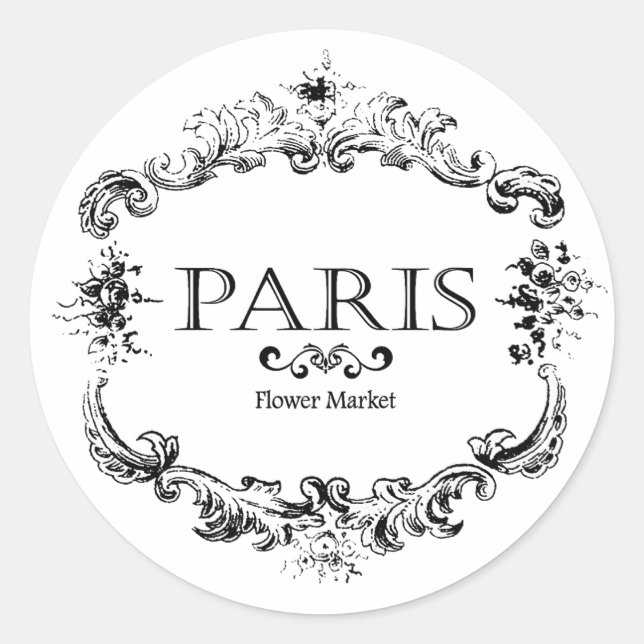 Paris flower market  classic round sticker (Front)