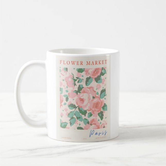 Paris Flower Market Poster Coffee Mug (Left)