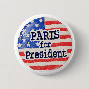 Paris for President 6 Cm Round Badge