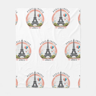 Paris France 2024 Fleece Blankets, Eiffel Tower