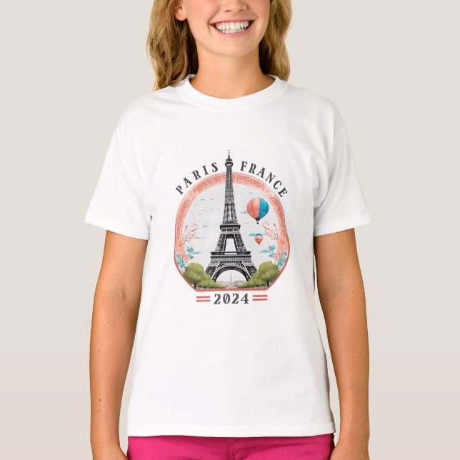 Paris France 2024 Girls T-Shirt, Paris France 2024 T-Shirt (Front)