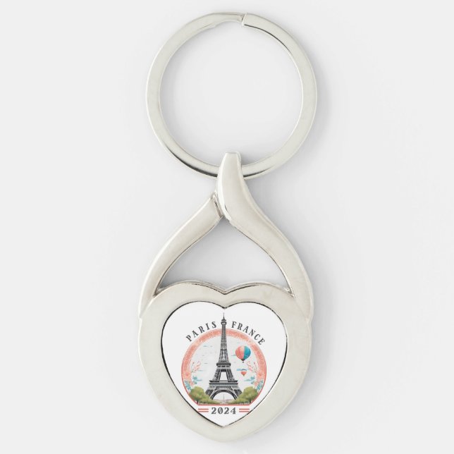 Paris France 2024 Keychains, Eiffel Tower Key Ring (Front)