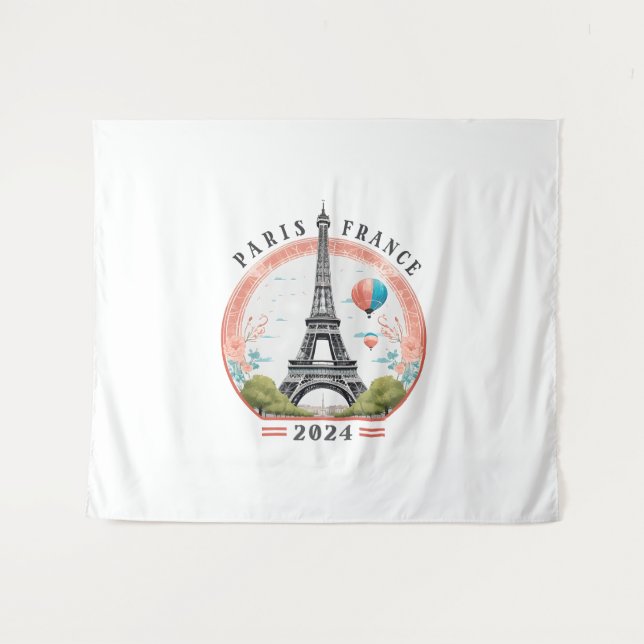 Paris France 2024 Tapestrys, Eiffel Tower Tapestry (Front (Horizontal))