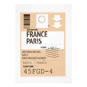 Paris france aeroplane ticket photo print