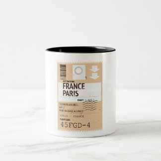 Paris france aeroplane ticket Two-Tone coffee mug