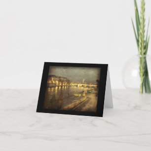 Paris, France along the Seine nighttime Thank You Card