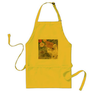 Paris France Antique Artwork Collage Eiffel French Standard Apron