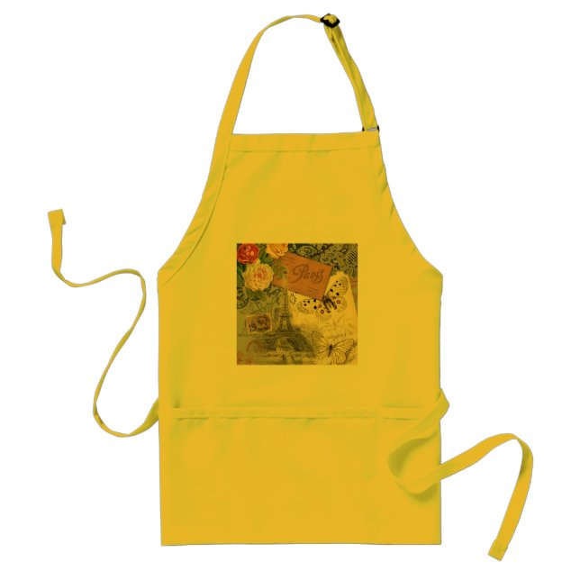Paris France Antique Artwork Collage Eiffel French Standard Apron (Front)