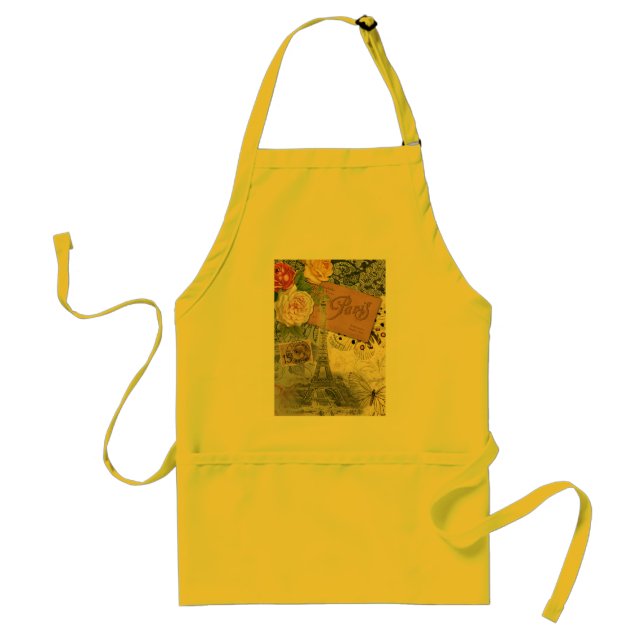 Paris France Antique Artwork Collage Eiffel French Standard Apron (Front)