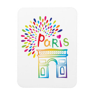 Paris France   Arc de Triomphe   Neon Design Magnet