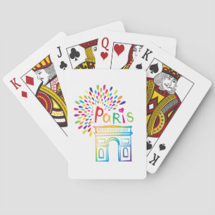 Paris France   Arc de Triomphe   Neon Design Playing Cards
