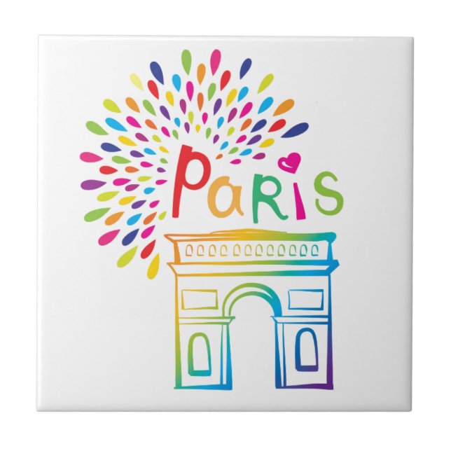 Paris France | Arc de Triomphe | Neon Design Tile (Front)