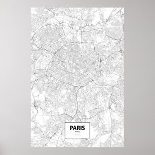 Paris, France (black on white) Poster