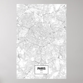 Paris, France (black on white) Poster