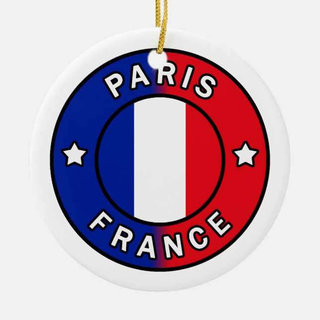 Paris France Ceramic Tree Decoration (Front)