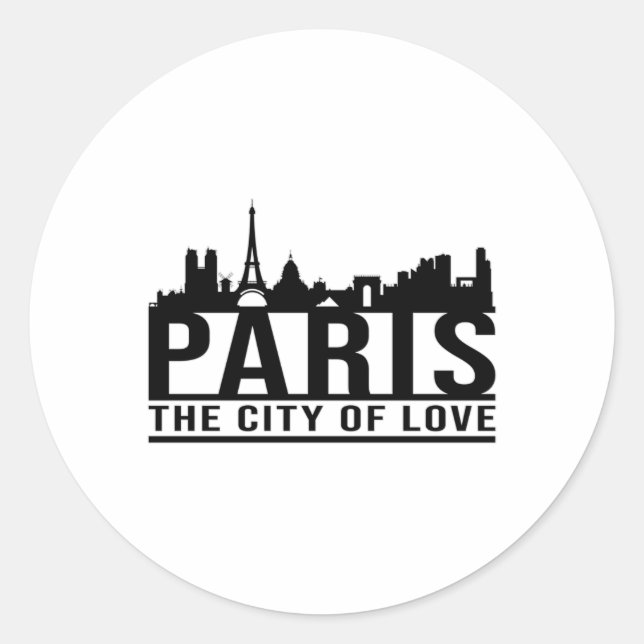 Paris France City Cityscape Skyline Gift Idea Classic Round Sticker (Front)