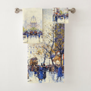 Paris France City Impressionism Bath Towel Set