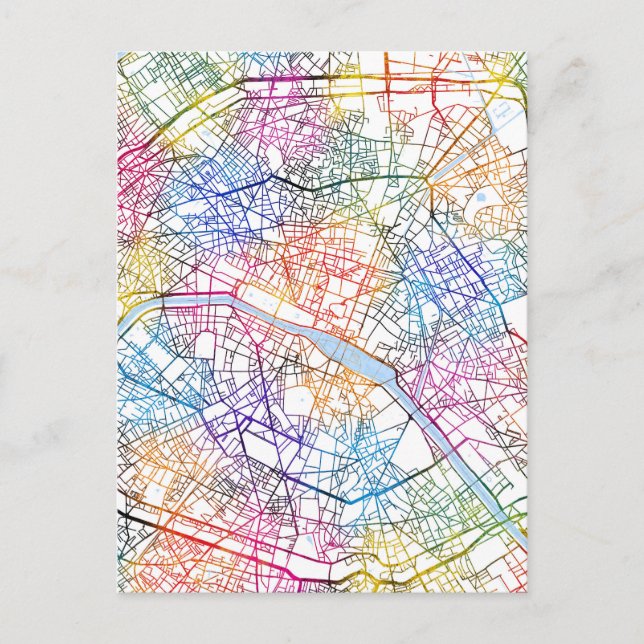 Paris France City Map Postcard (Front)