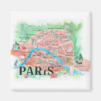 Paris France City Of Love Illustrated Travel Map