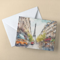 Paris France City Silhouette Watercolor 