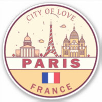 Paris France City Skyline Emblem