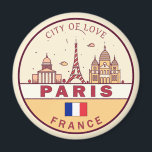 Paris France City Skyline Emblem Magnet<br><div class="desc">Paris minimalist,  colourful art design featuring monuments and landmarks of the city in France.</div>