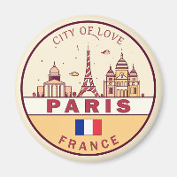 Paris France City Skyline Emblem